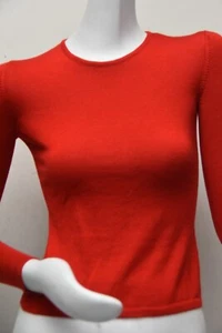 $1200 NEW Oscar de la Renta CASHMERE SILK Sweater Red Crewneck Long Sleeve XS - Picture 1 of 9