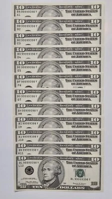 $10 1999 Federal Reserves Note, GEM UNC . Very Hight SN, Near SOLID 99999999 - Image 1 of 4