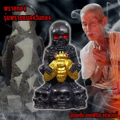 Tanga Phrai Golden Fly Spirit Cobre Negro Amuleto Riqueza Suerte Dije Magia Tailandesa Foto 1 de 4