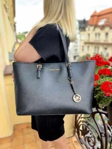 BOLSO DE MANO MICHAEL KORS JET SET SAFFIANO CUERO NEGRO - Imagen 1 de 10