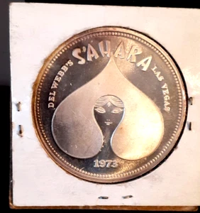 1973 Del Webb's Sahara Hotel & Casino 1 Troy Oz. 999 Silver Round - Las Vegas NV - Picture 1 of 2
