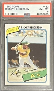 PSA 8 Rickey Henderson RC 1980 Topps #482 Rookie Oakland As Athletics HOF Legend - Bild 1 von 2