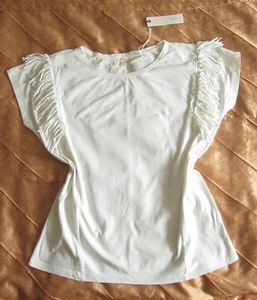 ESPRIT BASIC FESTIVAL FRANSEN KURZARM BAUMWOLLSHIRT OFF WHITE WEISS M, 38 NEU - Bild 1 von 12