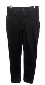 CHICO'S Jeans Size S/6 (0.5) Regular Black Straight Leg Mid Rise Stretch Jean - Picture 1 of 5