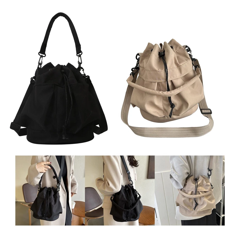 Drawstring Bag Lightweight Ladies with Adjustable Strap Stylish Bucket Bag - Image 1 of 1
