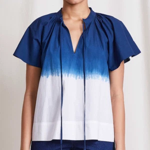 Apiece Apart Womens L Blue White Dip Dye Vera Petal Peasant Blouse Top Butterfly - Picture 1 of 10