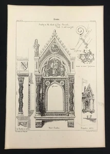 Arquitectura Medieval 1862 Roma Aumbrey en Iglesia San Clemente impresión original - Imagen 1 de 2