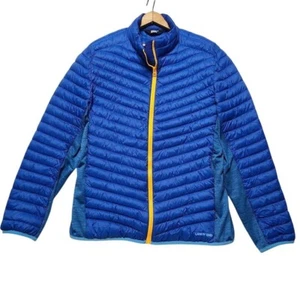Lands End Primaloft Hybrid Blue Packable Puffer Yellow Zipper Mens Size L 42-44 - Picture 1 of 14