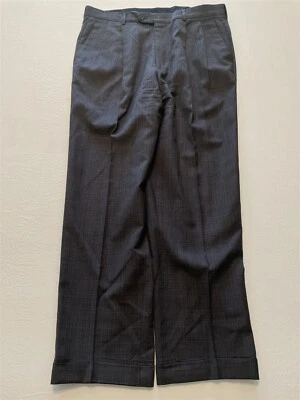Linea Naturale 36 x 32 Tollegno Super 100's Made in Italy Gray Check Trousers - Image 1 of 4