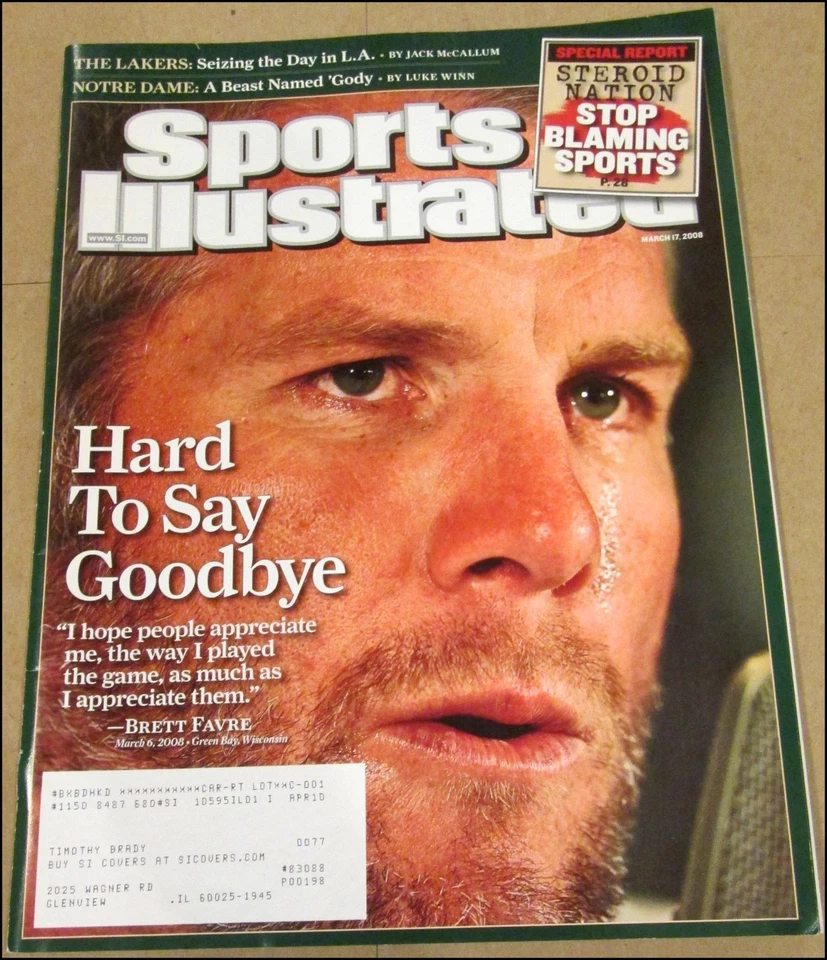 17/03/2008 Sports Illustrated Brett Favre jubilación Green Bay Packers Foto 1 de 1