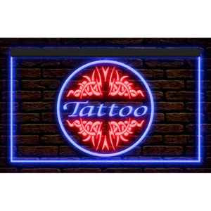 DC100001 OPEN Tattoo Piercing Studio Shop Dual Color LED Night Light Neon Sign - Picture 1 of 27