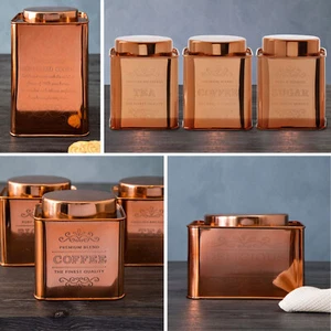 Retro Copper Tins Tea Coffee Sugar Kitchen Storage Canisters Jars Pots Container - Picture 1 of 24