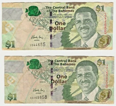 BAHAMAS $1 DOLLAR 2008 AU C PICS VACATION CHANGE 1 LOT OF 2 - Image 1 of 2