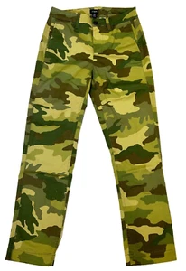 J Crew Girlfriend Twill Pant High Rise Slash Pockets Stretch Camouflage Green 00 - Picture 1 of 5