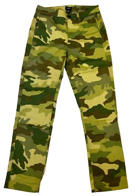 J Crew Girlfriend Twill Pant High Rise Slash Pockets Stretch Camouflage Green 00 - Image 1 of 4