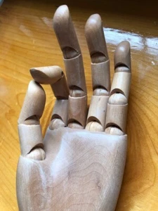 Wooden Articulated Left Hand Mannequin Jointed Artist Model Manikin 12" - Picture 1 of 6