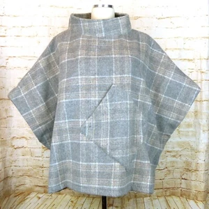 Poncho World Market Talla Única Cecil Gris Cepillado Escocés Embudo Cuello Salón Bolsillo - Imagen 1 de 15
