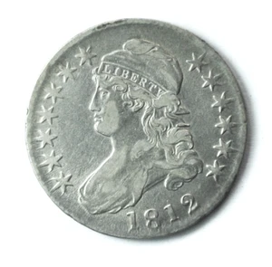 Medio dólar de plata busto con tapa 1812 50c cincuenta centavos raro en Estados Unidos - Imagen 1 de 2