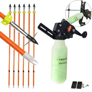 Bowfishing Reel 40m Rope 6pcs Bow Fishing Arrows Archery Compound Bow Hunting - Picture 1 of 16