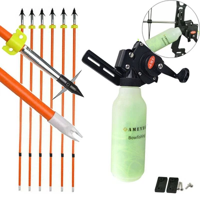 Bowfishing Reel 40m Rope 6pcs Bow Fishing Arrows Archery Compound Bow Hunting - Image 1 of 4