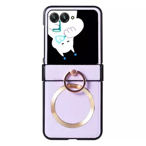 Para Motorola Razr 2024 Anillo Magnético Soporte Cuero PU Bisagra Abatible Rígido Trasero Estuche - Imagen 1 de 13