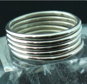 925 Sterling Silver A Set of 5 Thin Silver Handmade Rings For Men & Women - Picture 1 of 3