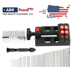 60X Mini Micro Hand Drill Bits Set Small Manual Keyless Chuck Pin Vise Rotary US - Picture 1 of 11