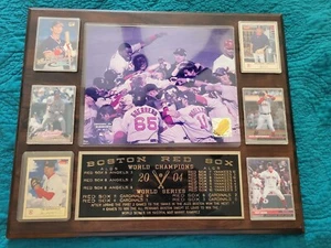 Boston Red Sox 2004 Championship Photo And Cards On Solid Wood. Approx. 15x18. - Picture 1 of 8
