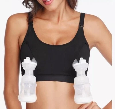 Sujetador de bombeo/lactancia L negro manos libres ajustable extractor de leche y sujetador de lactancia Foto 1 de 4