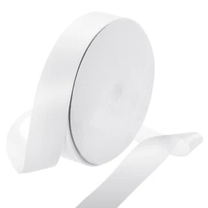 100 Yard Satin Ribbon Double Sided Grosgrain Silk Ribbon, 1.5"/White - Picture 1 of 7