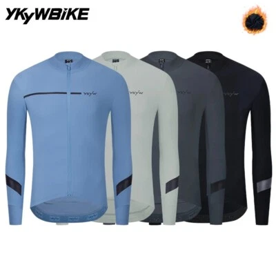 Mens Winter Cycling Jackets Thermal Fleece Jersey Road Bike Clothing Warmth Tops - Image 1 of 4
