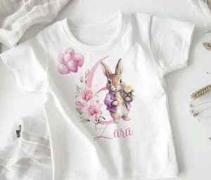 Camiseta conejito rosa personalizada, top, camisetas únicas para niños pequeños, ropa para niños - Imagen 1 de 2