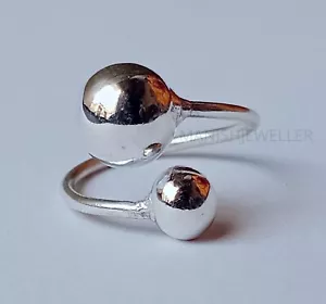 Anello Palline Argento 925 Argento Impilabile Anello Bypass Regolabile Anello Bypass Donna Gioielli - Foto 1 di 6