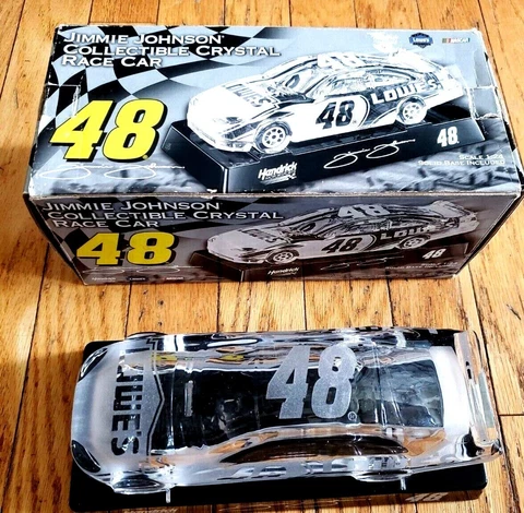 Shannon Crystal NASCAR Jimmie Johnson #48 Clear Glass Lowes Chevy Race Car 1:24 Cover