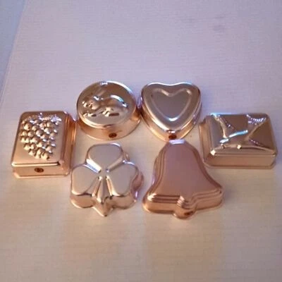 Latas para pasteles vintage Nasco Hong Kong 6 piezas oro rosa varias formas Foto 1 de 4