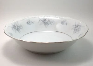 Yamaka Royal M Concord Round Bowl China Silver Rim 9 inch diameter Blue Flowers - Picture 1 of 11