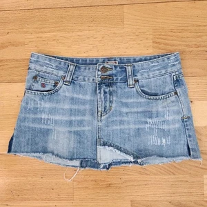 FLAWS VTG Y2K Abercrombie And Fitch Denim Mini Skirt Size 2 Womens Distressed - Picture 1 of 16