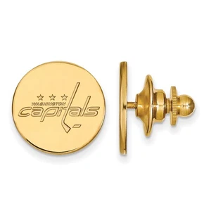 14k Yellow Gold NHL Washington Capitals Disc Lapel or Tie Pin - Picture 1 of 4