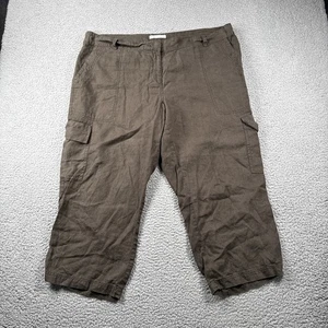 Pantalones Eileen Fisher Mujer 16W Verde Recortado Carga Pierna Recta Lino Costero - Imagen 1 de 13