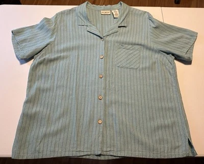 Топ на пуговицах женский White Stag Plus 22 Вт/24 Вт льняная смесь синие полосы - Изображение 1 из 4