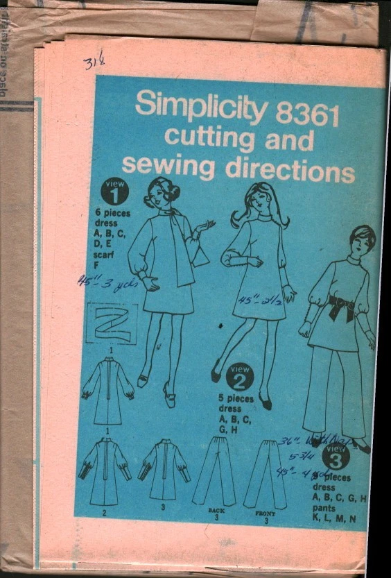 8361 Vintage Simplicity SEWING Pattern Misses 1960s Dress Pants UNCUT 10 Casual - Image 1 of 1