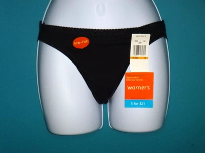 NOS Vtg Warners Cotton Exchange Low-Rise Hipster Bikini Panties Black Sz S - Image 1 of 4