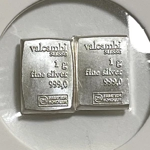 Konvolut 2 x Silber 1 Gramm Valcambi Silberbarren 0,999 Fein 2G Gesamt! - Bild 1 von 4