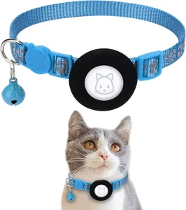 AirTag Cat Collar Air Tag Holder Case Adjustable Reflective Paw Print Blue - Picture 1 of 9