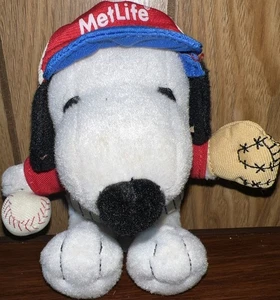 Vintage 6 Zoll Peanuts Snoopy MetLife Baseball Uniform Plüsch siehe Bilder! 🍀 - Bild 1 von 14