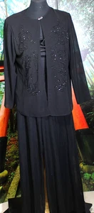 BEADED COCKTAIL TADASHI PALAZZO PANTS SUIT SEPARATE BLACK L/X-LARGE - Picture 1 of 6