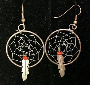 Orecchini con gancio corallo in argento sterling acchiappasogni X947B - Foto 1 di 1