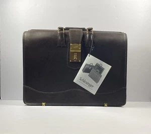 Schlesinger Heavy Dark Brown Leather Briefcase Doctor/Lawyer Bag - USA Made - Picture 1 of 24