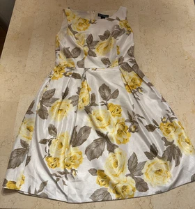 Lovely Vintage Jessica Howard Size 10 Party Dress Yellow Roses No Belt - Picture 1 of 5
