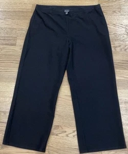 Eileen Fisher~M / L~BLACK Stretch Crepe Wide Leg Cropped Pull On Pants - Picture 1 of 5